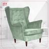 Diana Scandinavian Wing Chair Family Furniture Mint Pistachio Suede