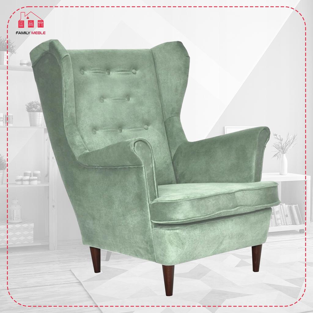 Diana Scandinavian Wing Chair Family Furniture Mint Pistachio Suede