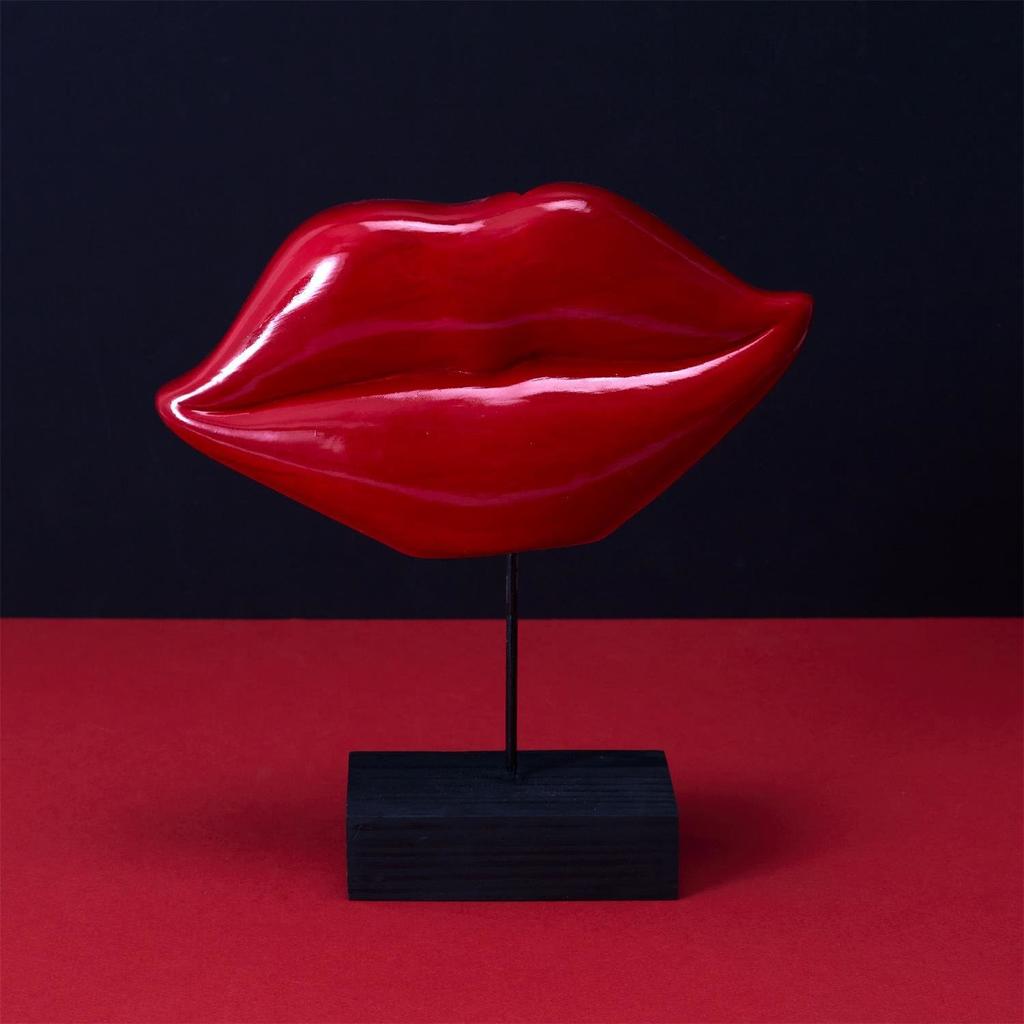 ROTE LIPPEN POP-ART Keramikdekoration 10,5 cm