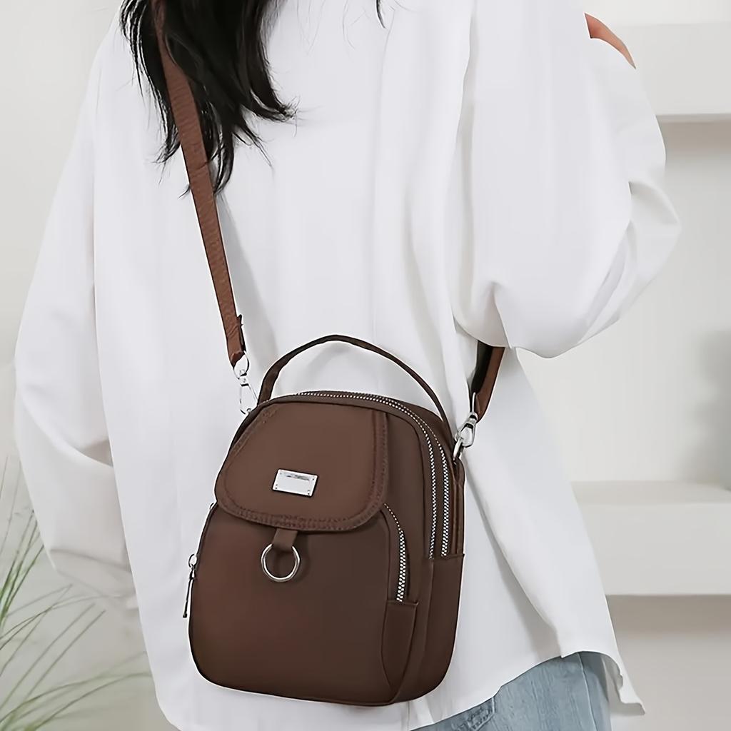Women'S Chic Light Gray Crossbody Bag - Versatile Shoulder & Handbag with Multiple Zipper Compartments, Durable , Lined for Comfort and Style