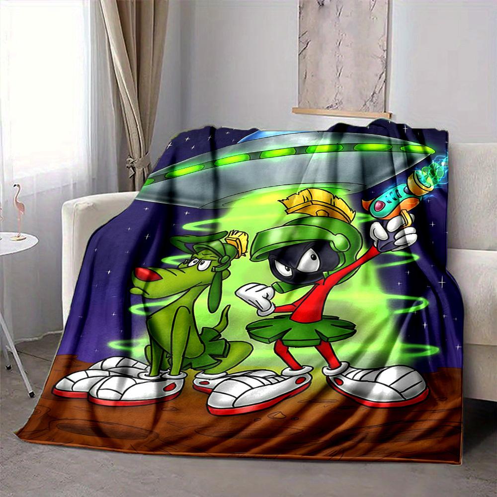 

1pc UFO Martians Looney Tunes Flannel Throw Blanket Lightweight Soft Warm All Season Blanket for Sofa, Bed, Travel,L1029001 80x120cm
