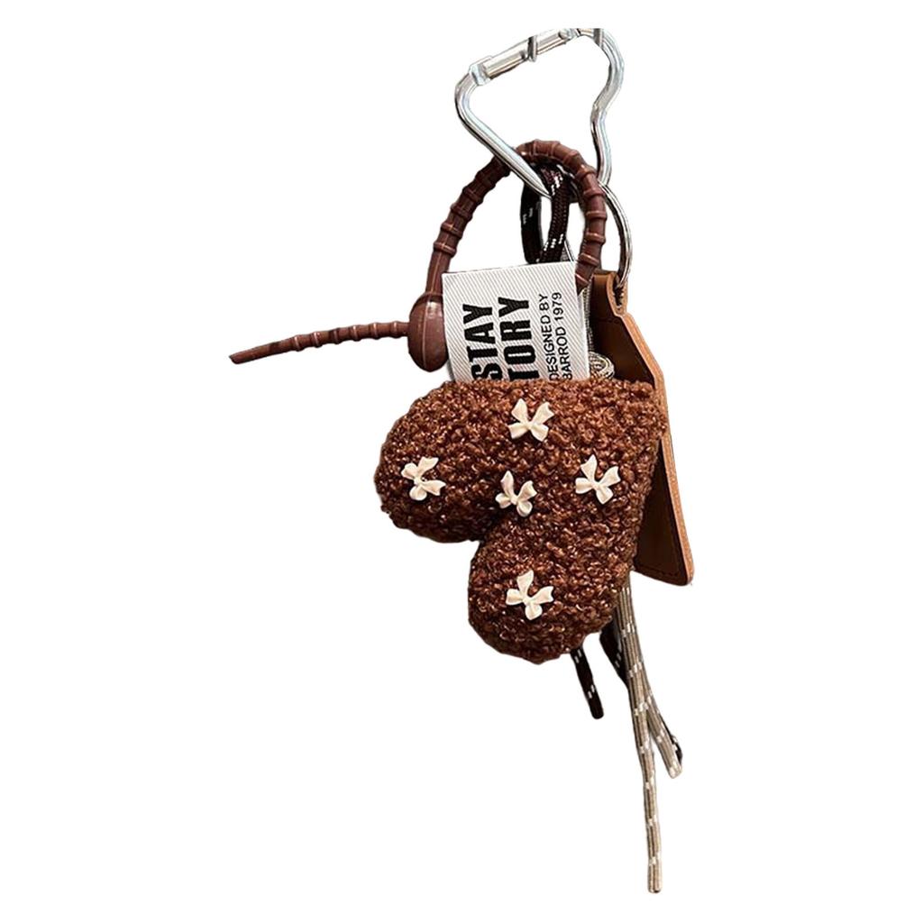 Cartoon Plush Bowknot Love Keychains for Women Ladies Bag Pendant And Car Accessories Special Gifts Parties Supplies