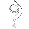 Adjustable Black Leather Cord Necklace With Hollow Floral Pendant Comfortable Bohemian Jewelry Gifts for Women