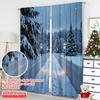 2pcs 2D Flat Printing Merry Christmas Popular Window Drapes Winter Snow Lane Lamppost Holiday Polyester Without Electricity
