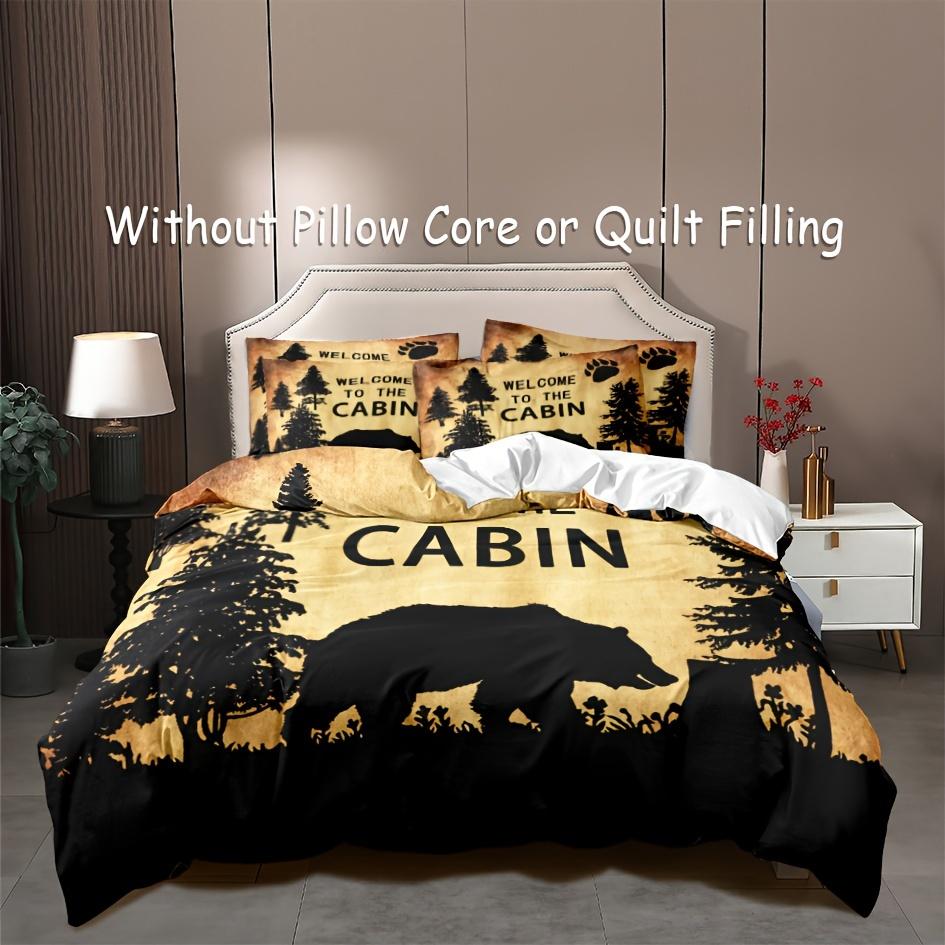 

3pcs Cabin Duvet Cover Set Duvet Cover Digital Forest Bear Printing Bedding Set With Zipper Soft Comfortable Duvet Cover EU Single 135x200cm