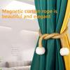 Magnetic Curtain Tiebacks Pearl Ball Elegant Woven Rope Curtain Holdbacks Magnet Drapery Tie Back Clips Curtain Holder for Living Room Bedroom Home