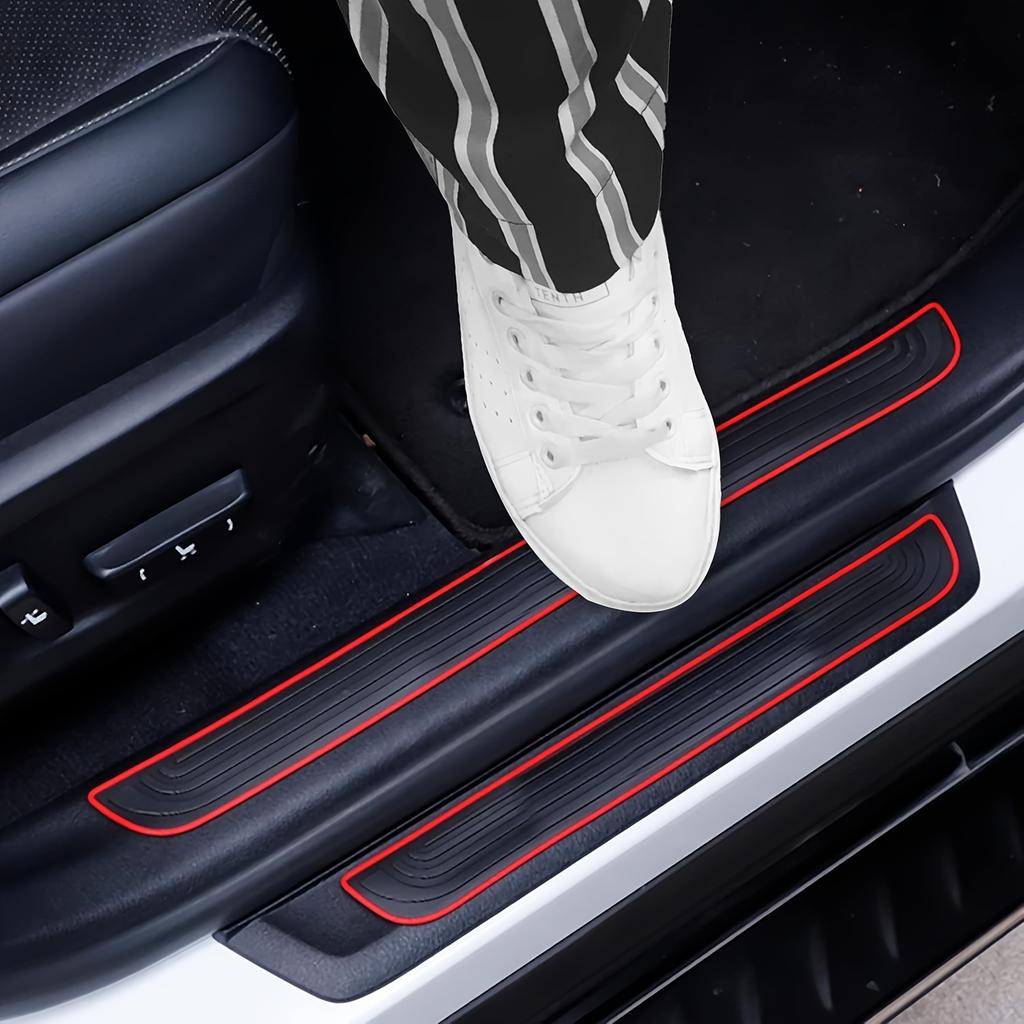 4 Pezzi Soglie Porta in Gomma - Tappetini per Pavimento Auto e SUV Durevoli, Resistenti ai Graffi e alla Polvere, Universali Antigraffio e Graffi, Protezione Interna