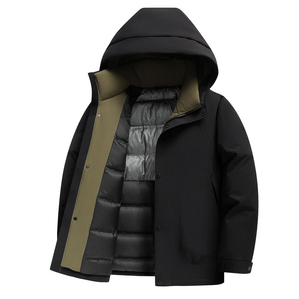 High Fill Power Men's Hooded White Duck Down Jacket - Trendy, Thickened, Cold Protection