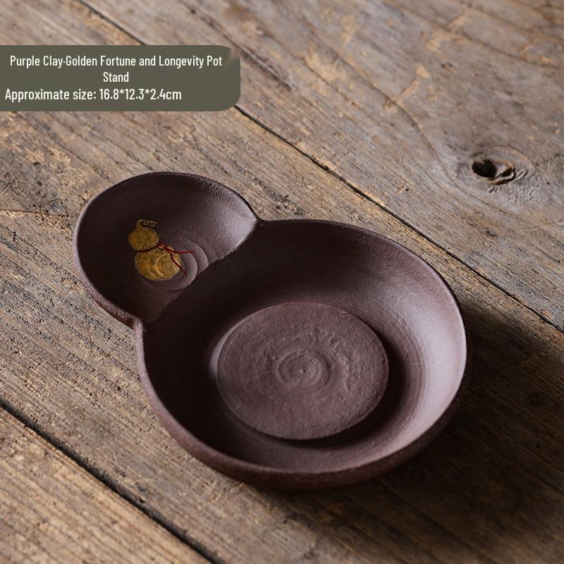 

Purple Clay Ceramic Teapot Tray: Anti-Scald Heat Insulation Pad for Tea Ceremony Accessories.