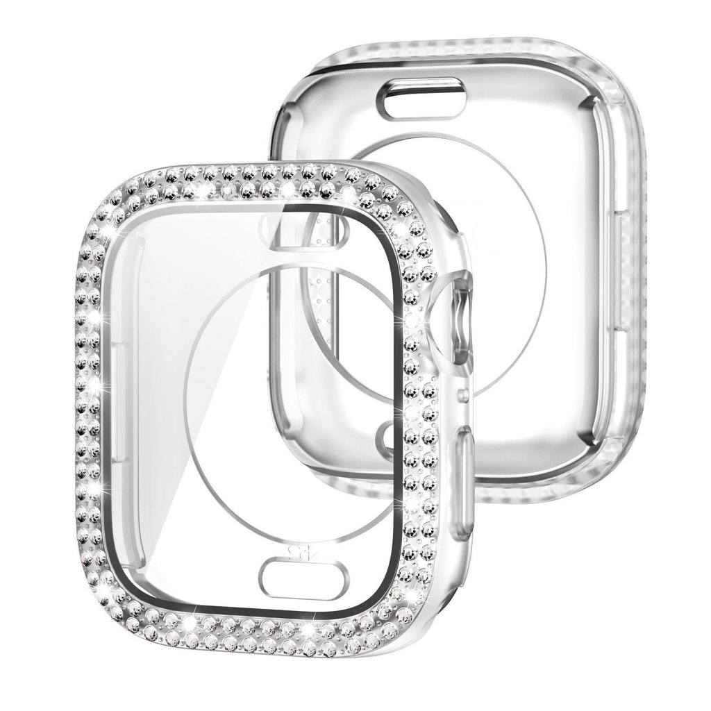 Bling Glass+Cover For Apple Watch Case 44 45mm 41mm 40 42mm 44mm Diamond bumper+Screen Protector for Series 11 10 9 8 7 5 6 SE