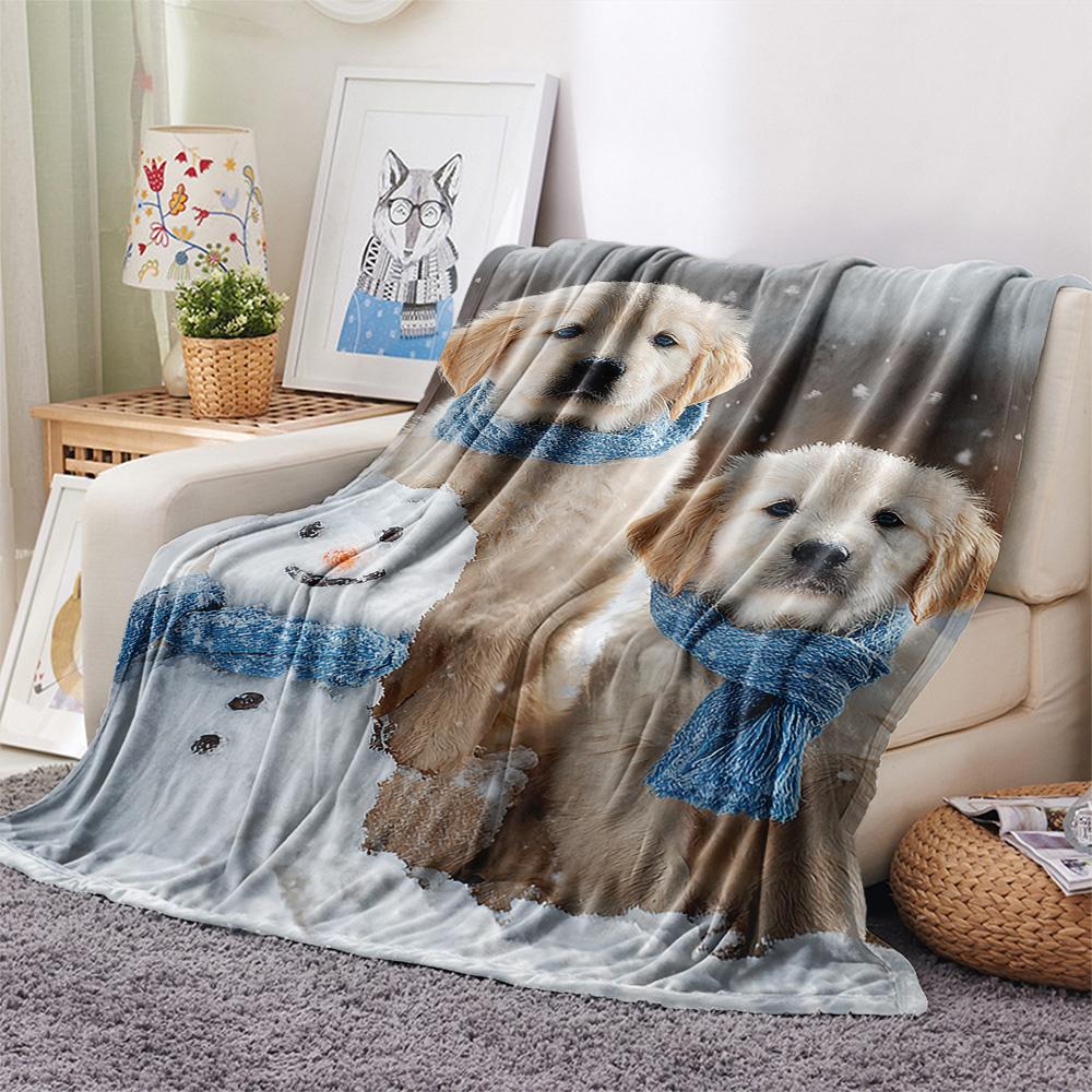 Golden Retriever Print Flannel Blanket, High Quality Comfortable for All Seasons, Home Decor, Warmth and Comfort, Perfect for Christmas Gifts