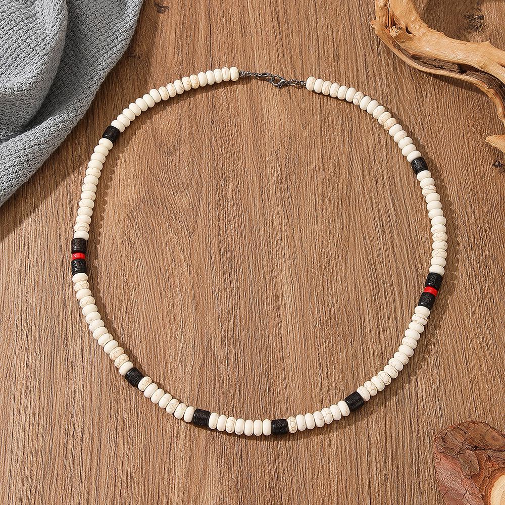 Collana Trendy Hip-Hop da Uomo Europea & Americana con Perline Turchesi e Gusci di Cocco