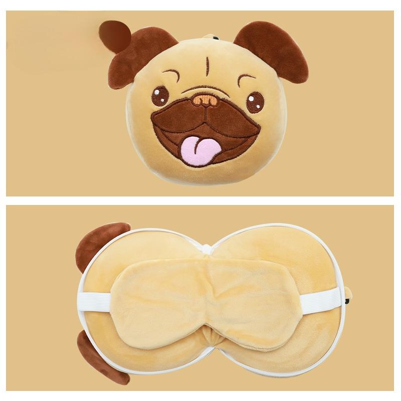 Cute Animal 2 In 1 Travel Pillow with Eye Mask Soft Portable Design Perfect for Kids Travel Airplane and Outdoor Napping