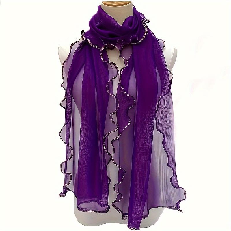 Vibrant Bohemian Chic Ruffle Edge Scarf - Lightweight, Breathable, Long Versatile Shawl for Sun Protection, Casual Wrap with Solid Color
