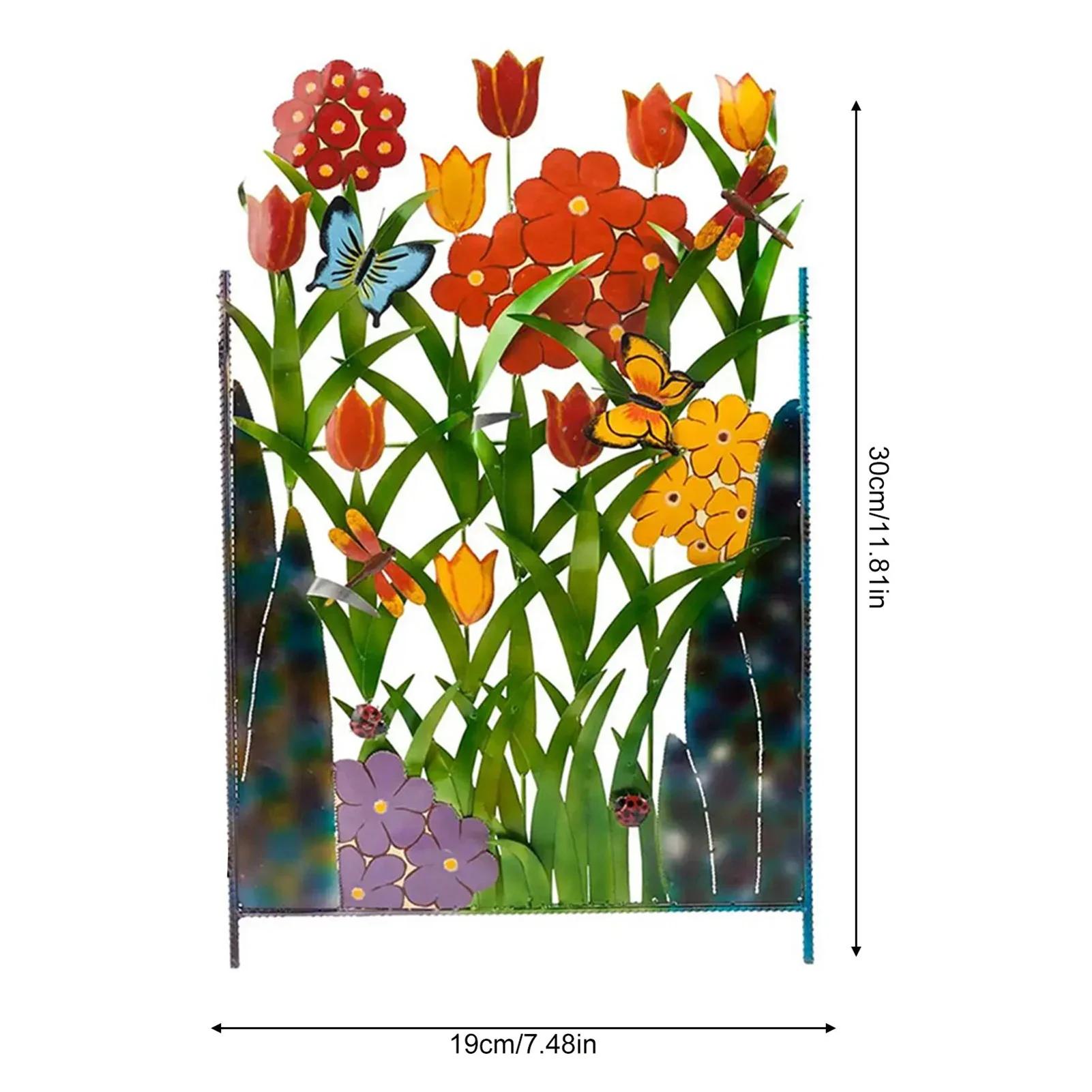 

Garden Wrought Iron Butterfly Flower Fence Barrier Miniature Crafts Yard Decor Patio Multicolored Easy To Install Ornaments