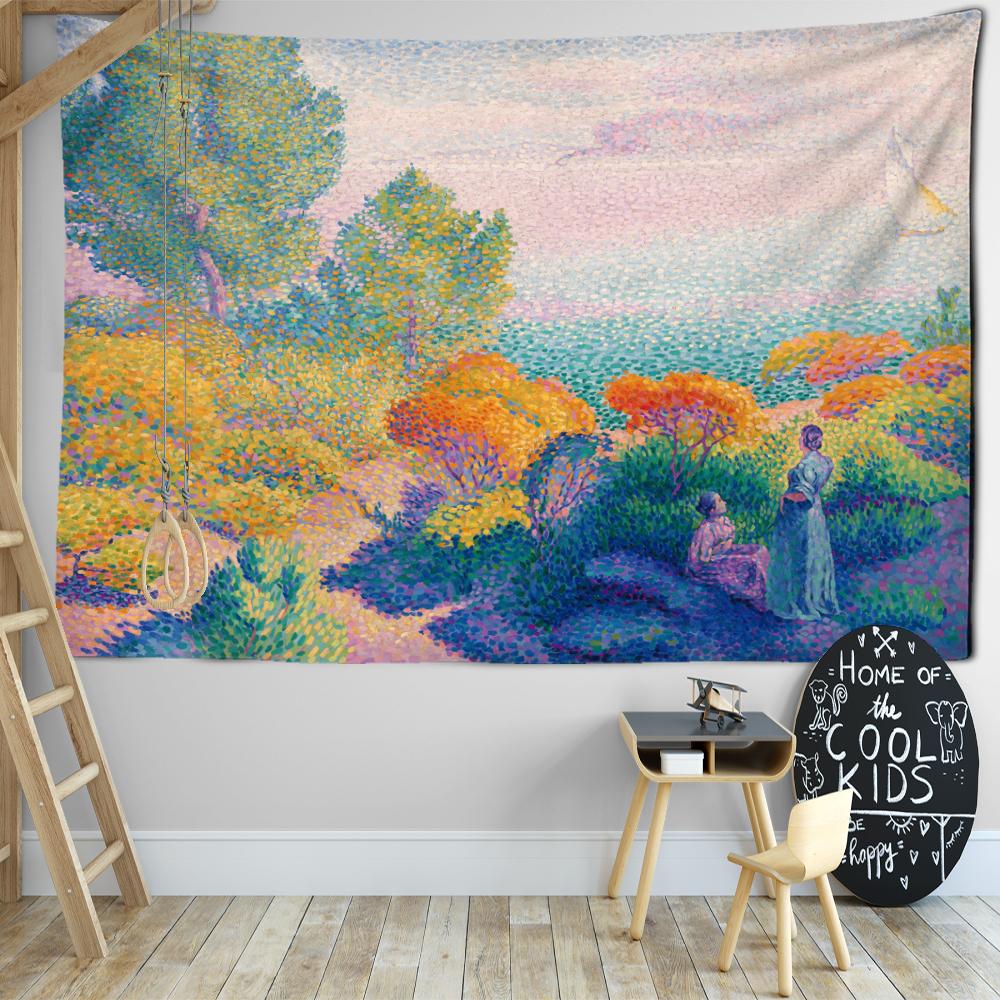 

Картина маслом парусника в поле, гобелен, настенное искусство, простая загадочная психоделическая эстетика, домашний декор для комнаты 95x70CM