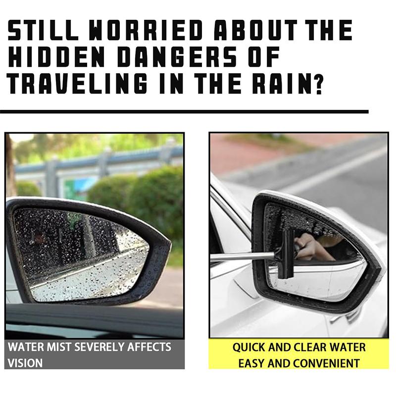 Car Rearview Mirror Wiper Stainless Steel Telescopic Retractable Layered Brush Head Window Wash Cleaning Brush Handheld Wiper