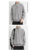 Men's Retro Fleece-Lined Half-Zip Stand Collar Jacket | Solid Color Casual Sweatshirt for Spring, Autumn, Winter