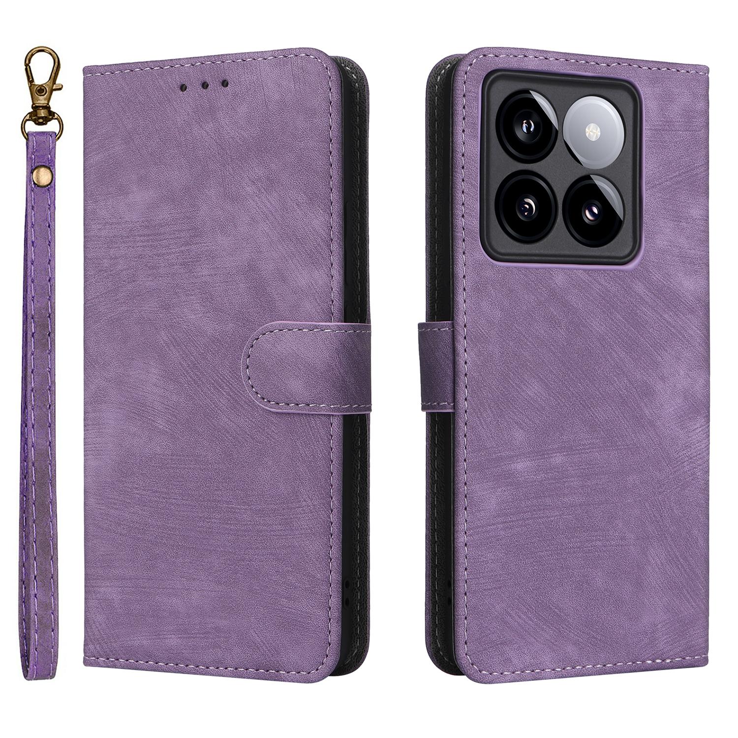 

For Xiaomi 14T Pro Wallet Case RFID Blocking PU Leather Cover Stand View Purple