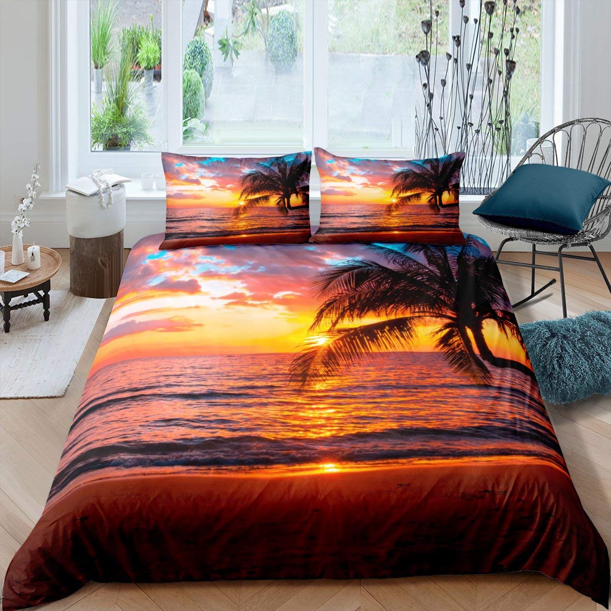 

Sunset Duvet Covers For Kids Teens Queen King Size Quilt Covers Lightweight Down Room Decor 2 Pillowcase 1 Duvet Cover No Quilt EU Single(135x200cm)