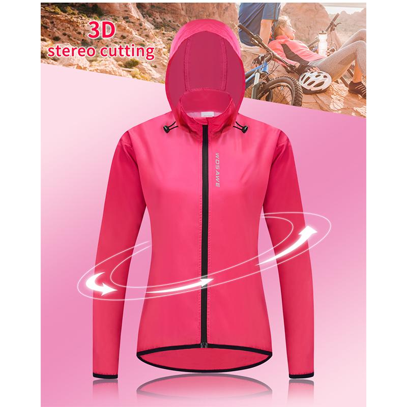 Wosawe Fahrradjacke für Damen, winddicht, mit Kapuze, Fahrrad-Reitjacke, Damen-Laufsportbekleidung
