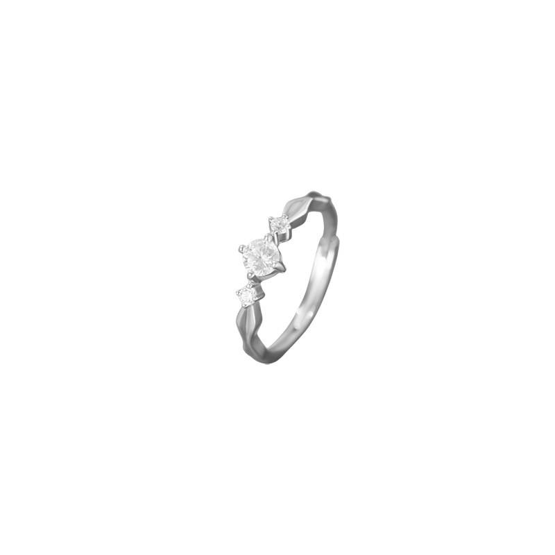 Adjustable Ring With White Gold Plated Zircon Stone Minimalist Geometric Design Women 2025