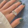 Trendy Adjustable Open Heart Ring - Korean Style Letter Design for Women, Versatile Index Finger Accessory