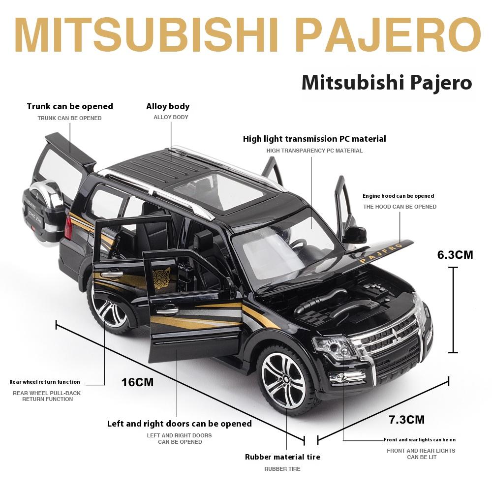 Simulation 1/32 Mitsubishi Pajero Automobile Model Alloy Die Cast Body Strong and Durable Children's Toy Car Model with Sound and Light