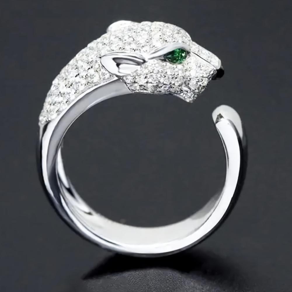 Original   Copper luxury Crystal leopard head Rings for women fashion designer party wedding Jewelry Christmas gifts