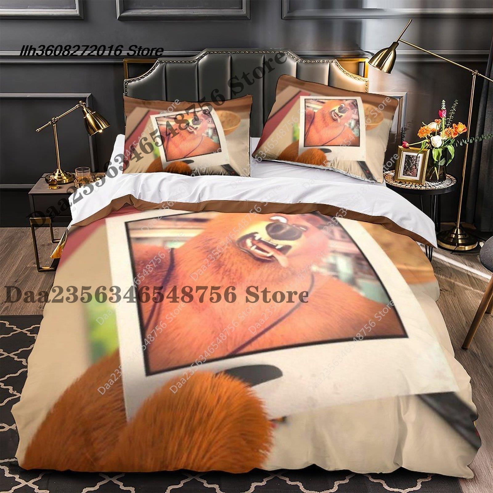 

New Grizzy And The Lemmings Bedding Set Single Twin Full Three-Piece Suit Bed Set Aldult Kid Bedroom Duvetcover Sets 3D Ani EU Single(135*200cm)3pcs
