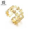 Minimalist Leaf Design Open Adjustable Ring for Women