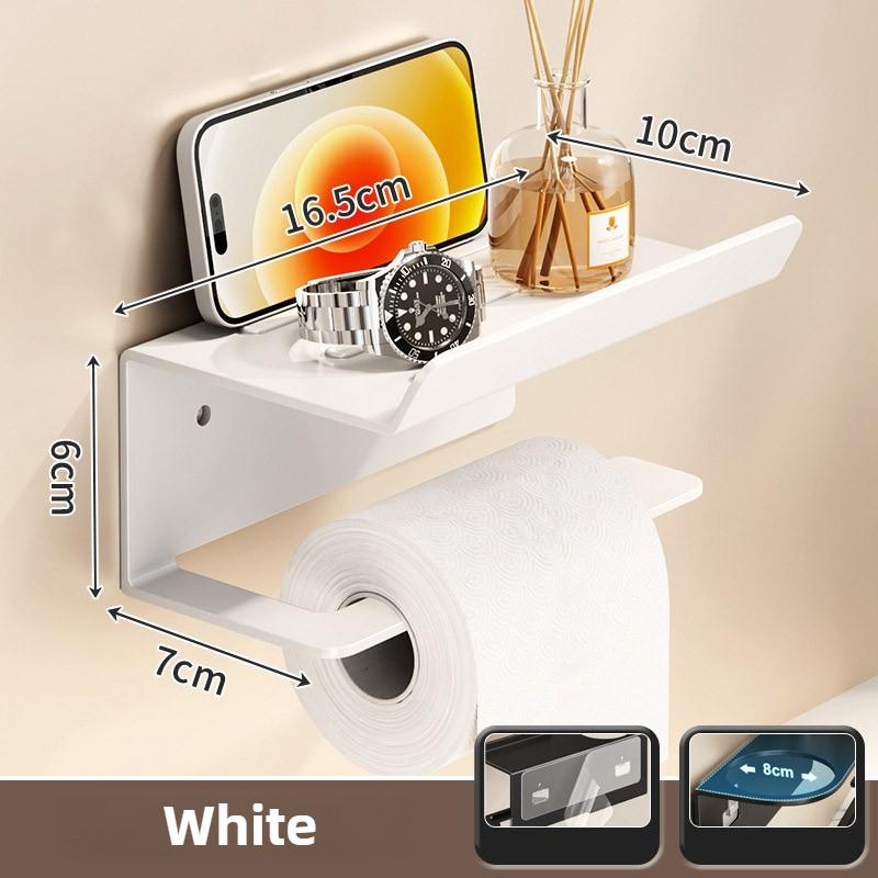 

Wall-Mounted Bathroom Toilet Paper Holder with Roll Dispenser and Storage Shelf – Space-Saving Organizer for Home Restroom