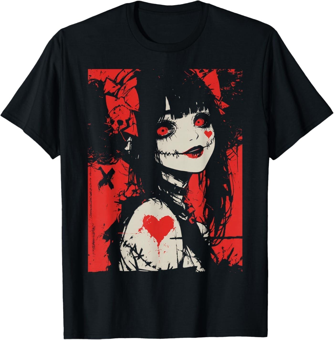 Horror Anime Manga Japan Japanese Creepy Kawaii Goth T-Shirt S разноцветный