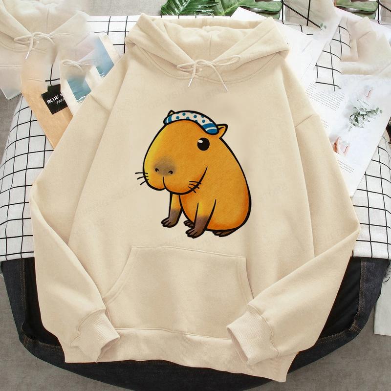 Funny Capybara Graphic Print Unisex/Femei Hanorac din bumbac Pulover oversized casual Hanorac popular Tendință la modă Îmbrăcăminte unisex