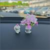 Mini Car Vase with Artificial Flowers and Small Rabbit Figurine Resin Decorative Set for Dashboard Micro Landscape Interior Ornament