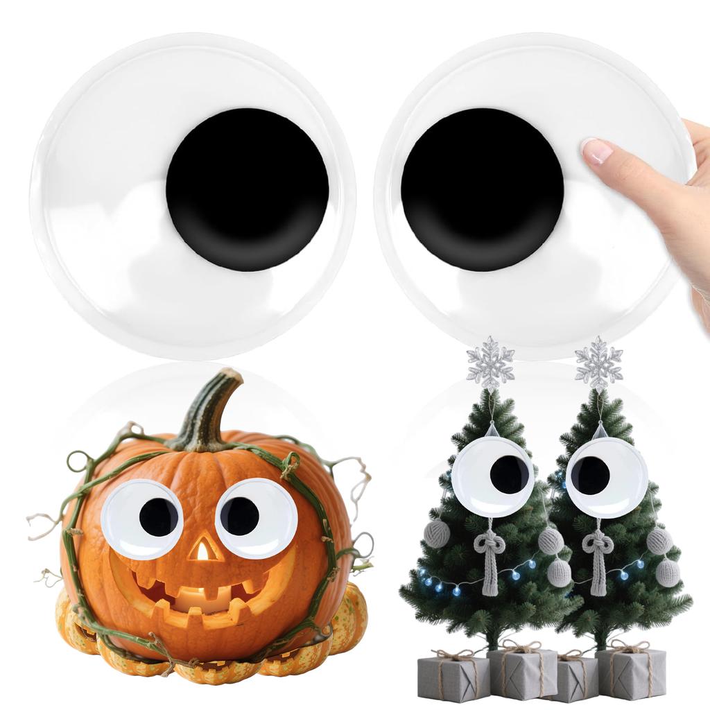 2/24Pcs Large Googly Eyes Giant Wiggle Eyes with Self Adhesive, Black White Googly Eyes for DIY Crafts Christmas Decoration