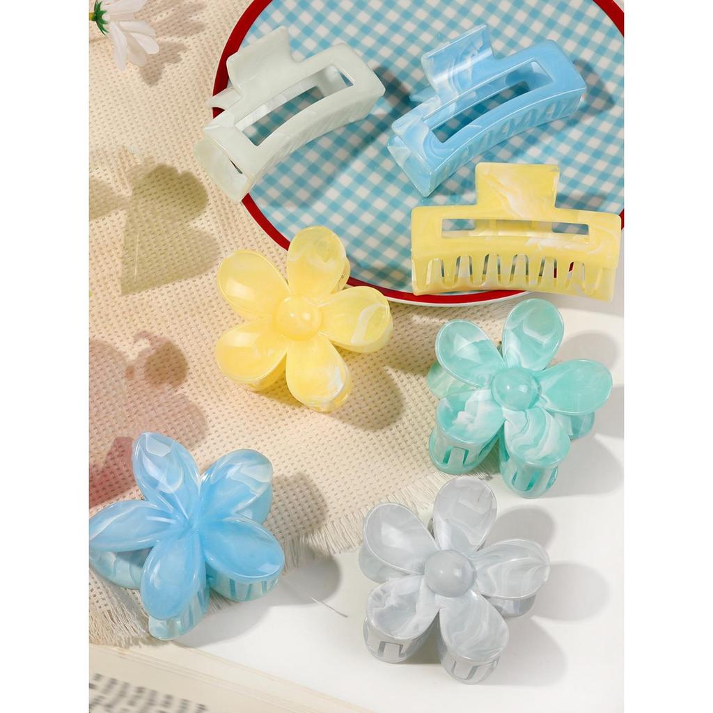 New Hawaiian Flower Hair Claw Clips Discoloration In Sunlight, Strong Hold Beach Hair Accessories for Women Thin Thick Hair