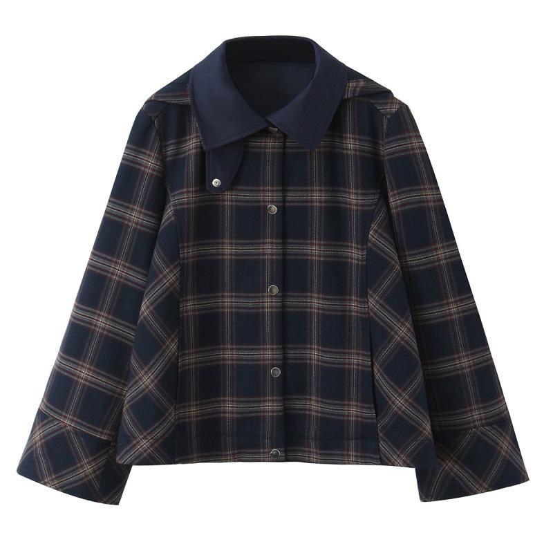 High-End Women's Plaid Hooded Jacket & High-Waisted Lantern Pants Set