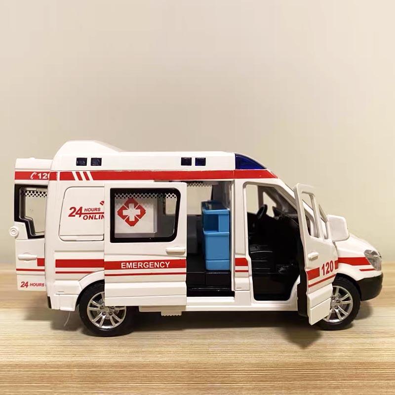 1:32 Mini Car Diecast Ambulance Fire-Truck Policecar Model Sound And Light Vehicle Simulation Collection Gifts Toys Boys
