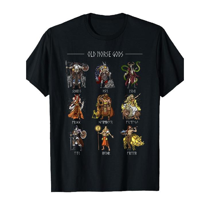 Old Norse Mythology Gods Nordic Scandinavian Vikings Pagan T-Shirt Small S чёрный