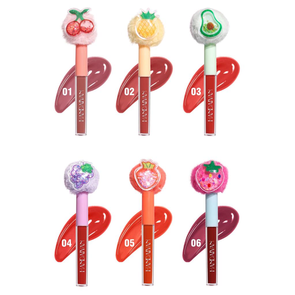 Neue Frucht Plüsch Kopf Antihaft Tasse Wasserdicht Nicht-wisch Lippenstift Lip Glasur Matte Langlebig Nicht-verblassen Lip gloss