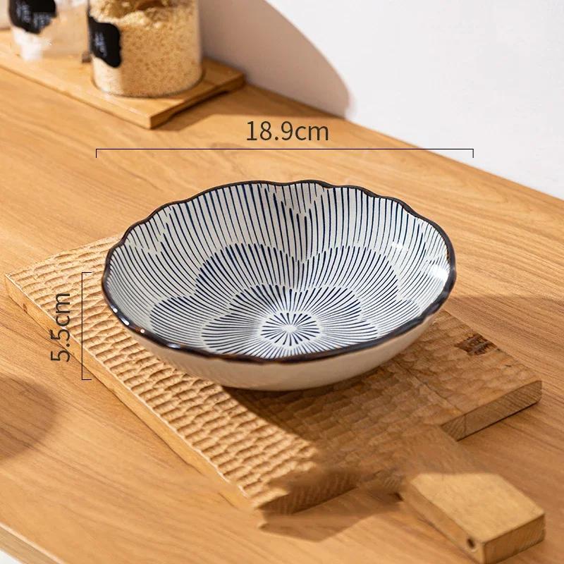 Farfurii Ceramice cu Flori în Stil Japonez, Restaurant High-End, Farfurie pentru Salată/Fructe, Farfurie pentru Cină pentru Acasă cu Mâncăruri Delicioase, Veselă Unică