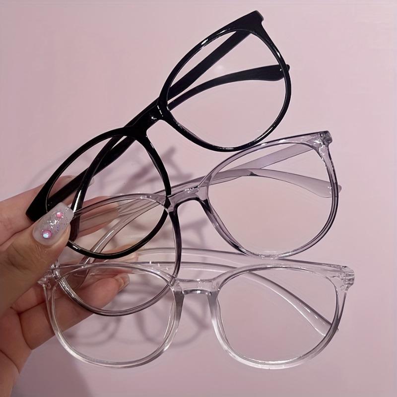 

3pcs Women S Set of Non-Prescription Glasses, New Retro Cat-Eye Frames