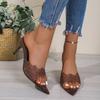 Pointed-toe High-heeled Women's Shoes, Single Shoes, Large Size Shoes, Thin Heel Flip-flops