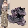 Autumn Fashion Design Sense Sneakers Breathable Versatile ins Lightweight Purple Daddy Shoes Women