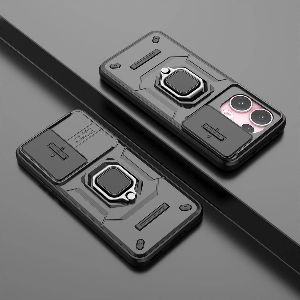 For Oppo Reno13 Pro 5G Case PC + TPU Kickstand Phone Protector with Lens Cover