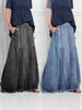 Women's High-Waist Elastic A-Line Denim Skirt - Autumn/Winter Collection