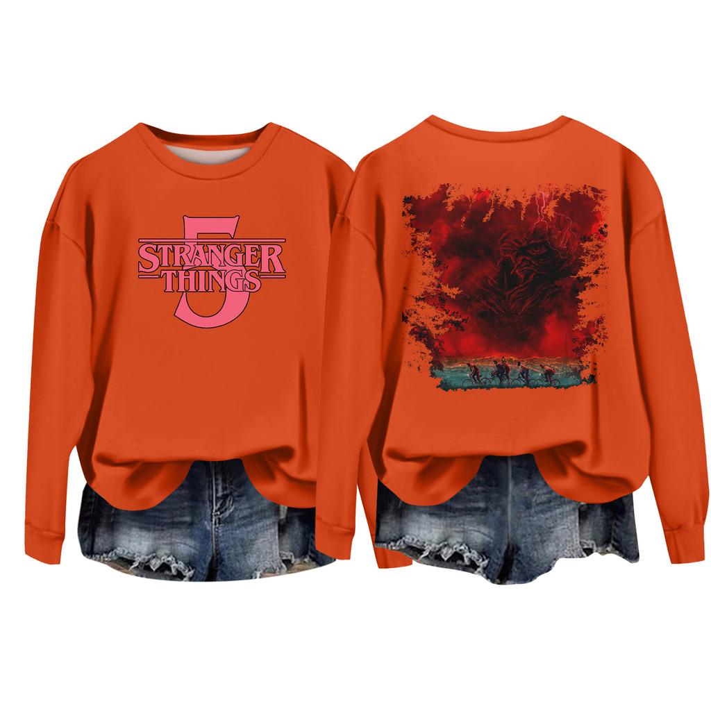 Damska codzienna bluzka typu pulower z okrągłym dekoltem i długim rękawem, z nadrukiem walentynkowym