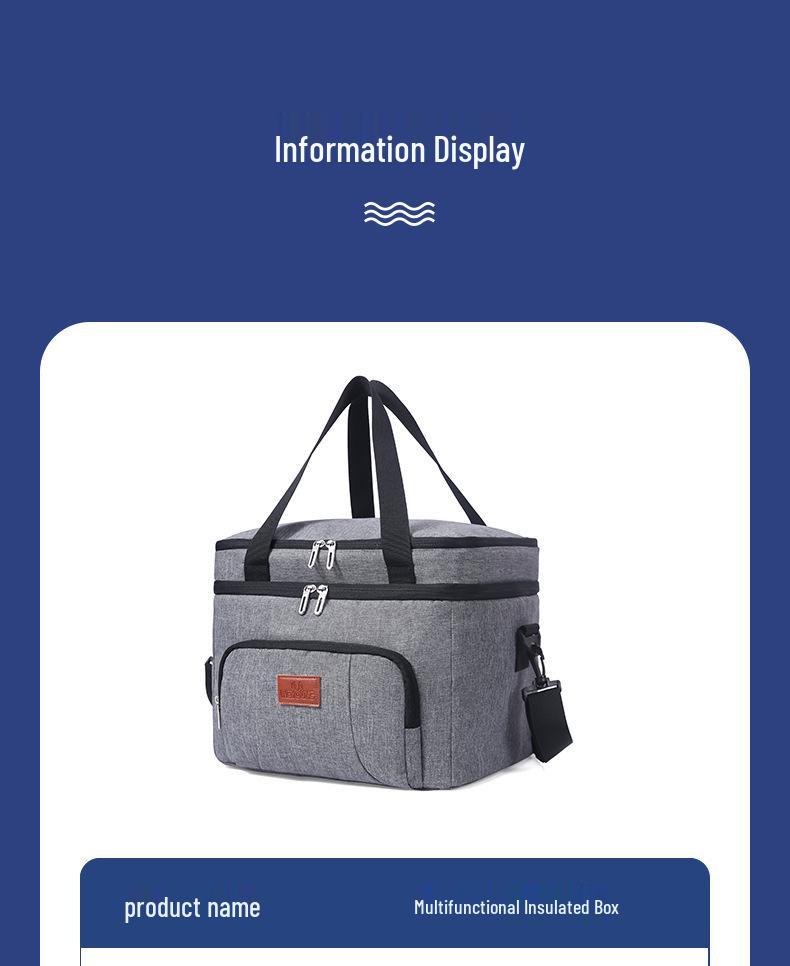 Extra-Large Double-Layer Insulated Picnic Bag - Thick, Waterproof, and Cold-Keeping Lunch Carrier with Ice Pack