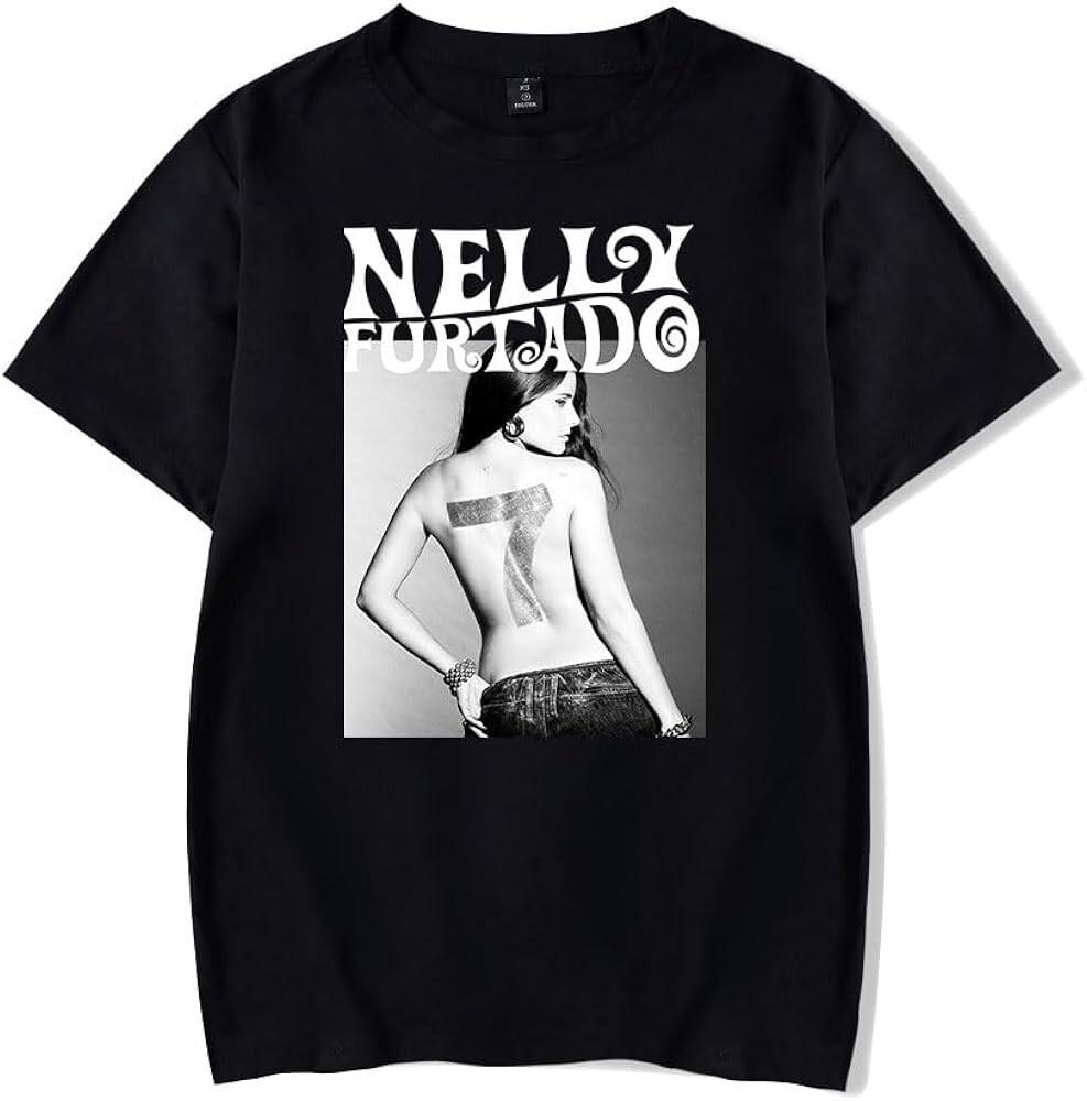 Nelly Furtado 7 Album heavy Cotton Black All Size T Shirt For Men S